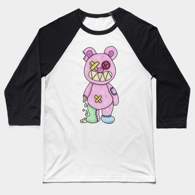 Zombie creepy kawaii teddy bear Baseball T-Shirt by Becky-Marie